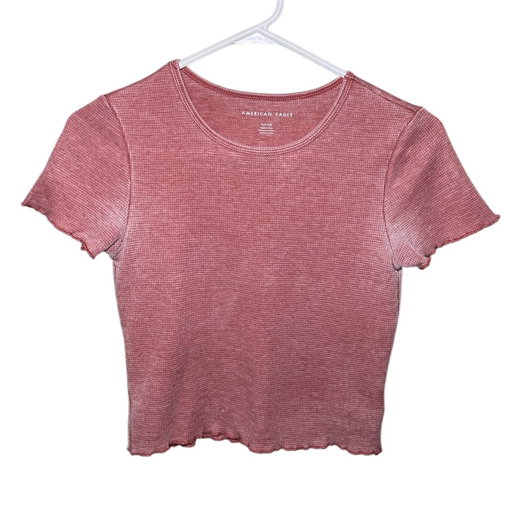 American Eagle Lettuce Hem Waffle Tee